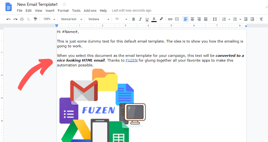 writing a cold email template in google doc