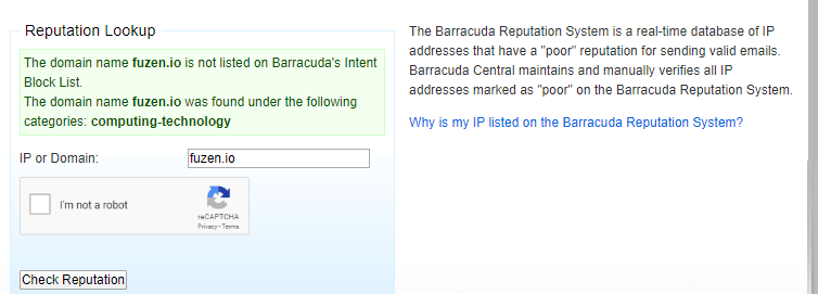 sender reputation check with barracuda central