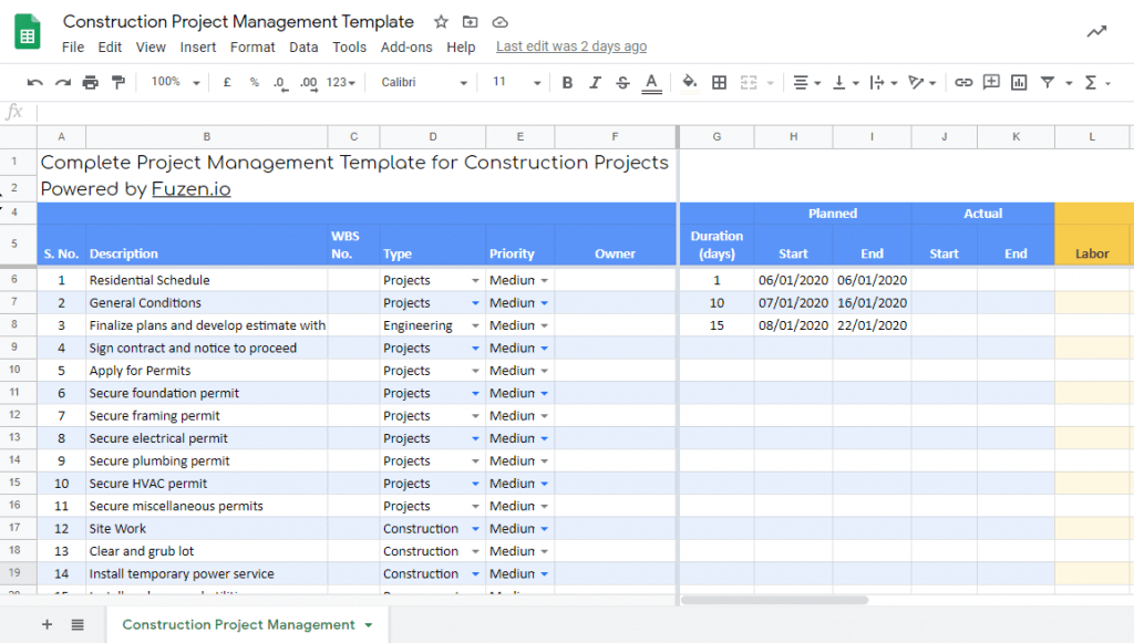 Construction Project Management Report Template - Fuzen