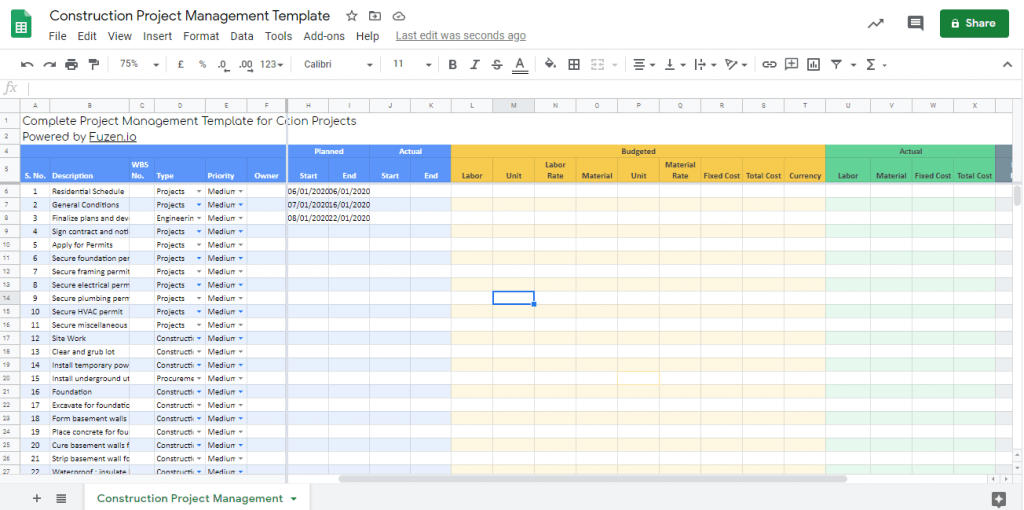 construction project template