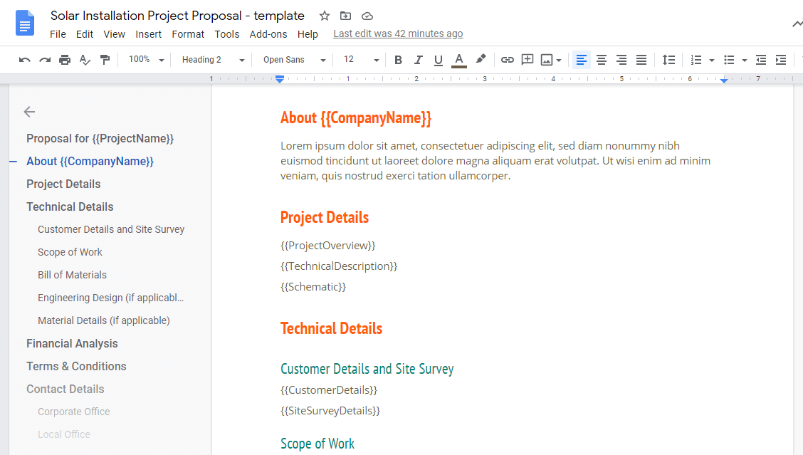 Solar proposal template for different project types FREE Sample