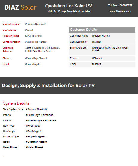 solar proposal template for residential project