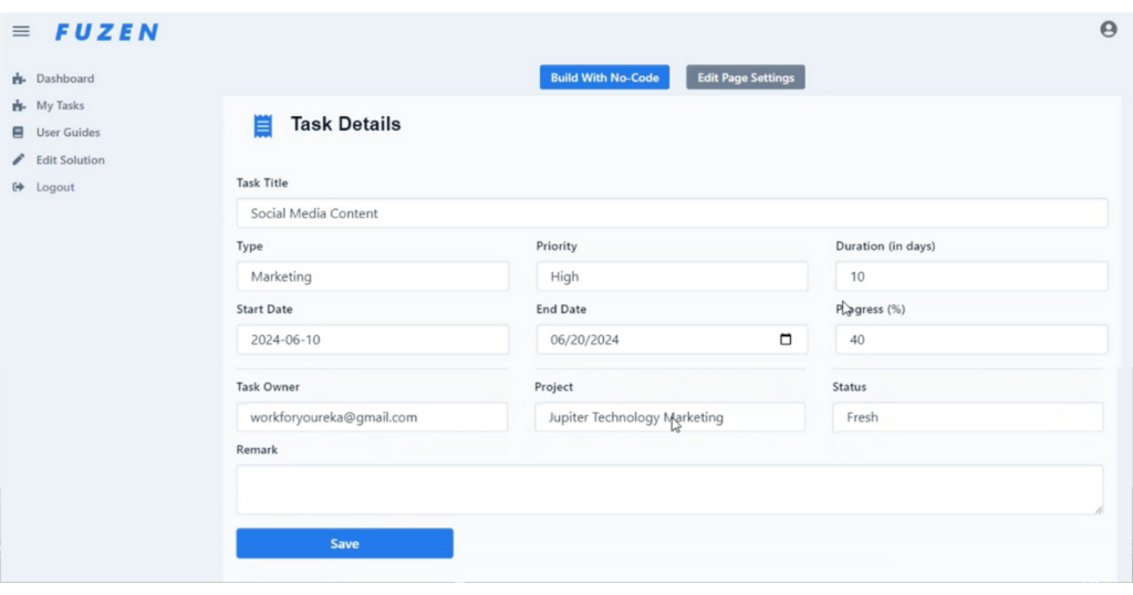 task details page