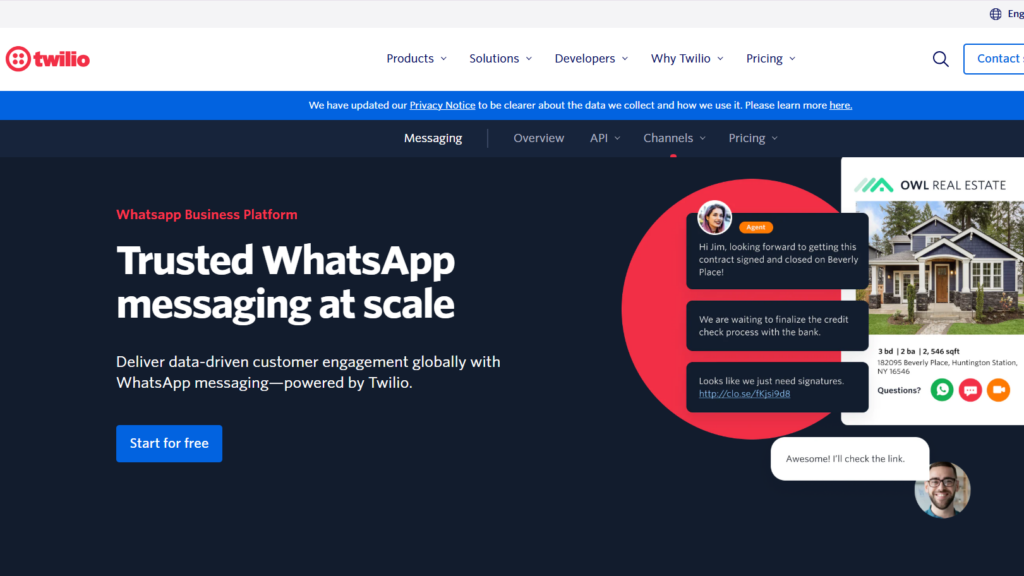 twilio - whatsapp marketing tool