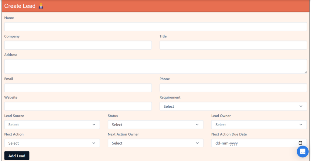 CRM - Lead Creation Form