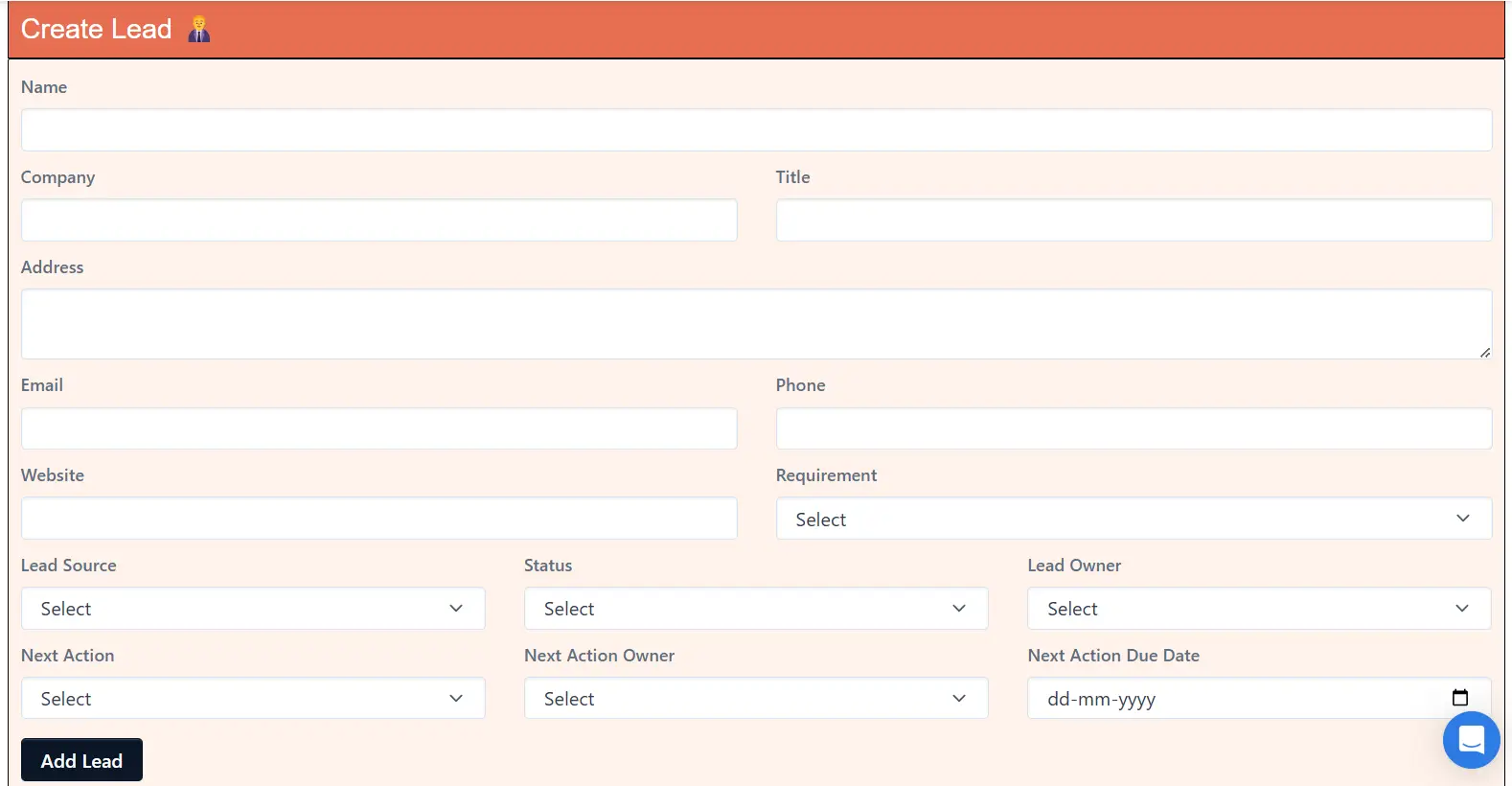 CRM - Lead Creation Form