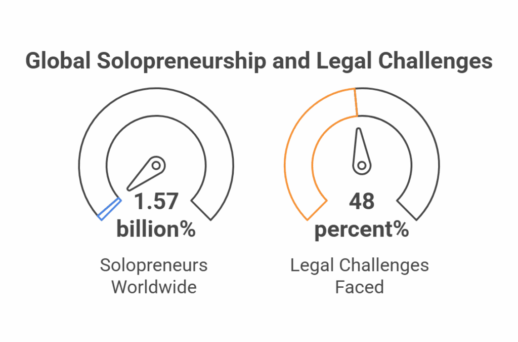 percent of legal challenges faced by solopreneurs